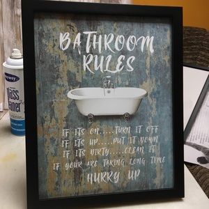 Bathroom rules framed wall decor art print 11x14